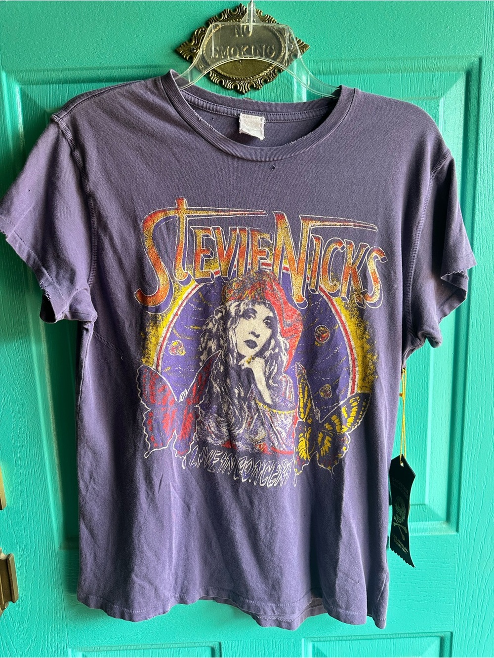MadeWorn Stevie Nicks Short Sleeve Tee in Purple with Multicolor Graphic